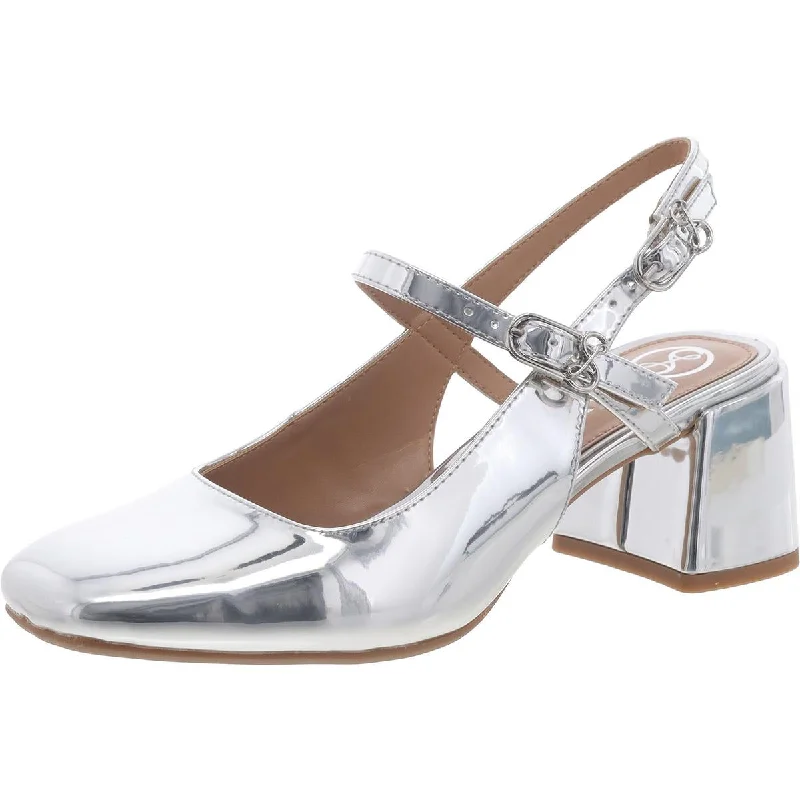Sam & Libby Womens Grace Block Heel Slingback Slingback Sandals Brogue Oxford Aesthetic 
