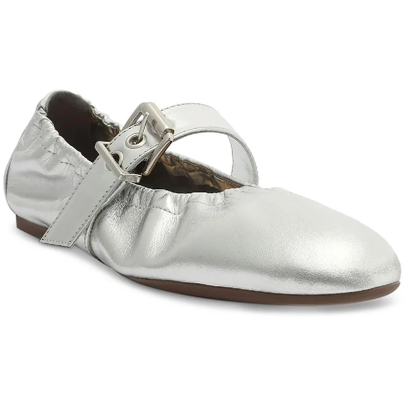 Schutz Womens Leater Adjustable Ballet Flats Dressy Chelsea Boot Style 