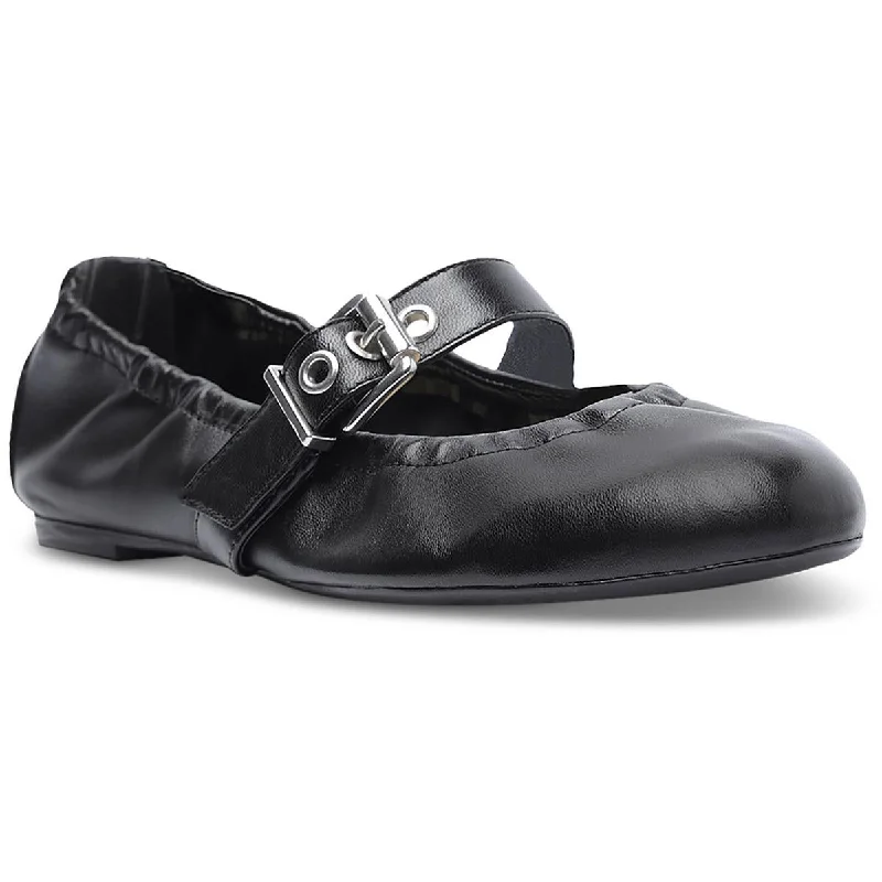 Schutz Womens Leather Slip On Ballet Flats Single - Buckle Monk Look  