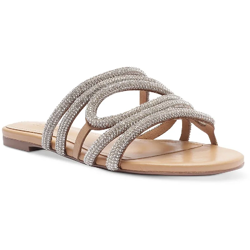 Schutz Womens Open Toe Slip On Slide Sandals Art Deco - Inspired Shoe Look  