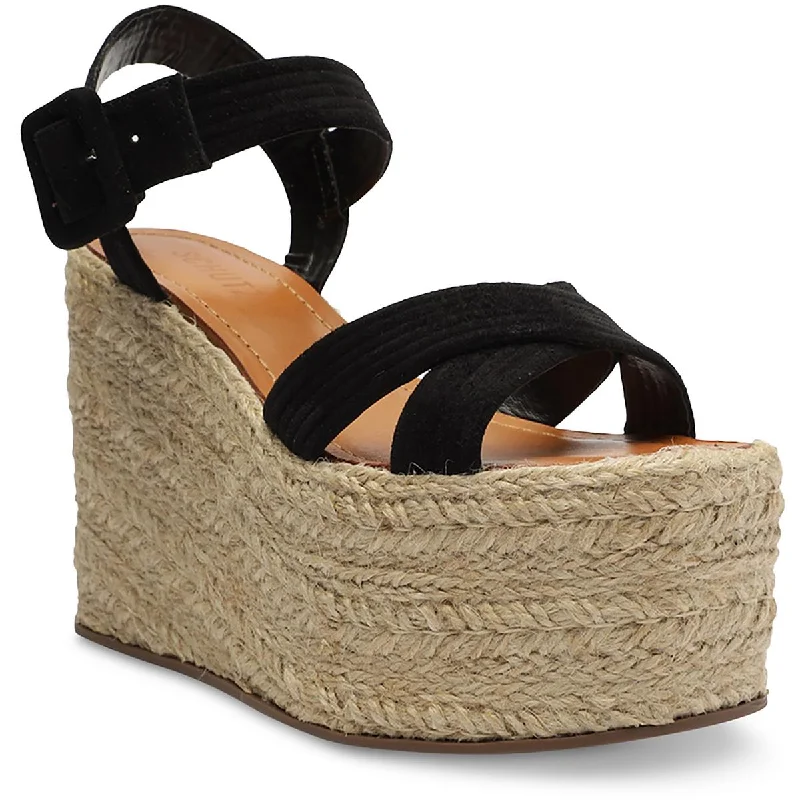 Schutz Womens Slip On Ankle Strap Platform Sandals Beaded Moccasin Design 