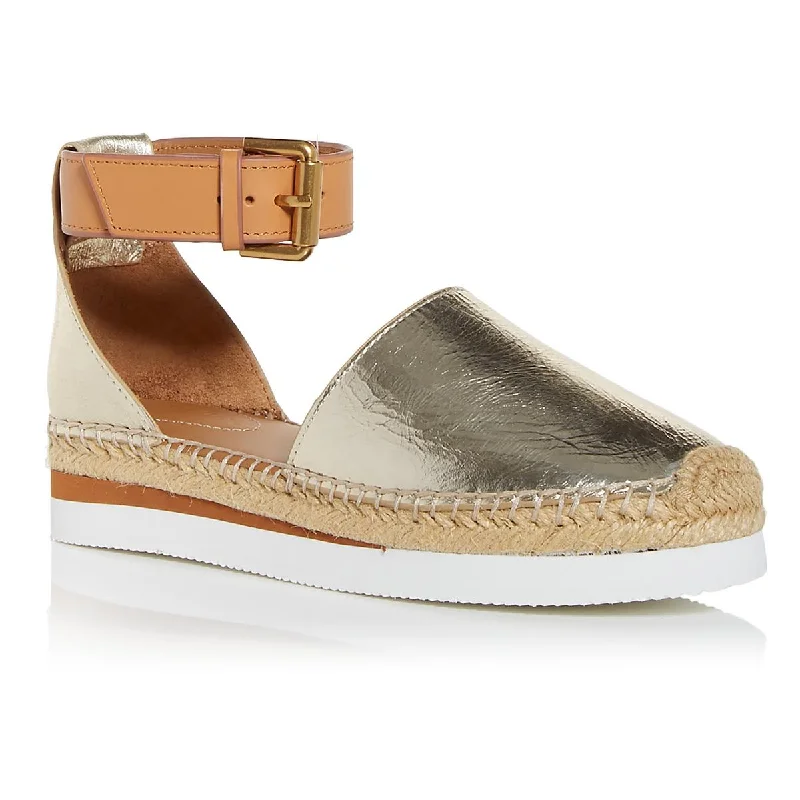 See by Chloe Womens Ankle Strap Flat Espadrilles Combat - Inspired Military Boot Look  