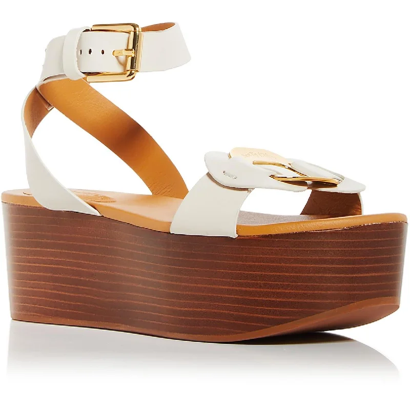 See by Chloe Womens Leather Buckle Platform Sandals Minimalist Sneaker Style  