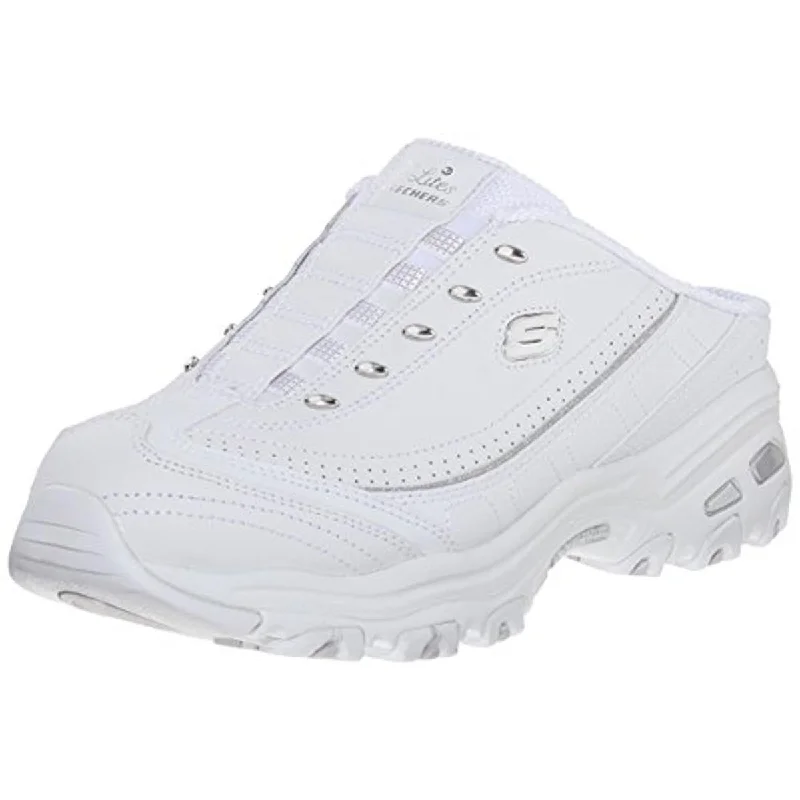 Skechers Womens Bright Sky Leather Metallic Slip-On Sneakers Upcycled Shoe Look  