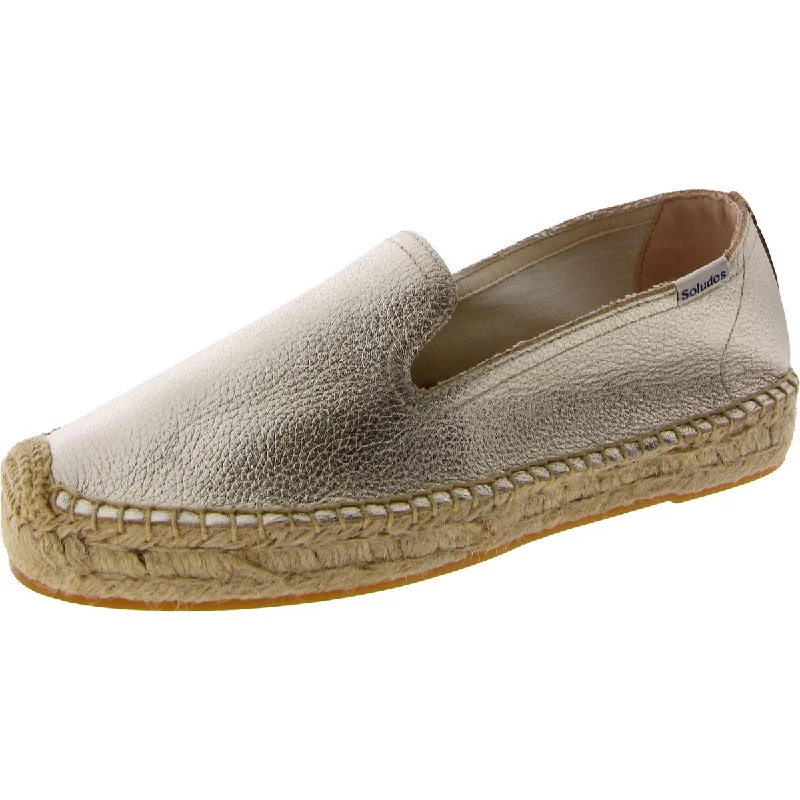 Soludos Womens Leather Metallic Loafers Sustainable Shoe Design  