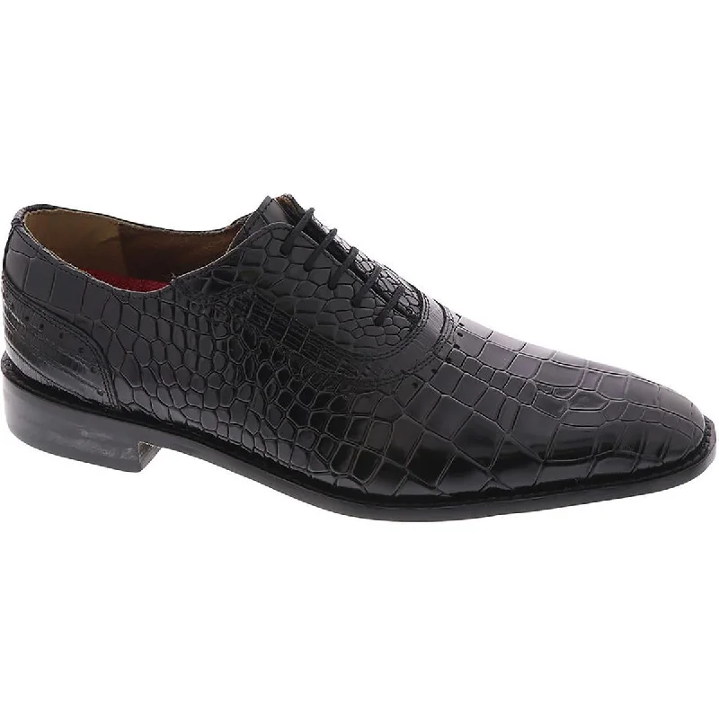 Stacy Adams Mens Riccardi Leather Crocodile Print Oxfords Aesthetic  
