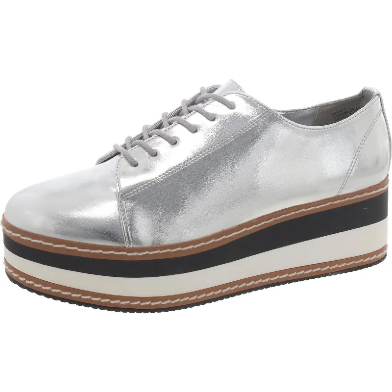 Steve Madden Womens Grant Metallic Lace-Up Casual And Fashion Sneakers Skateboarding Sneaker Style  