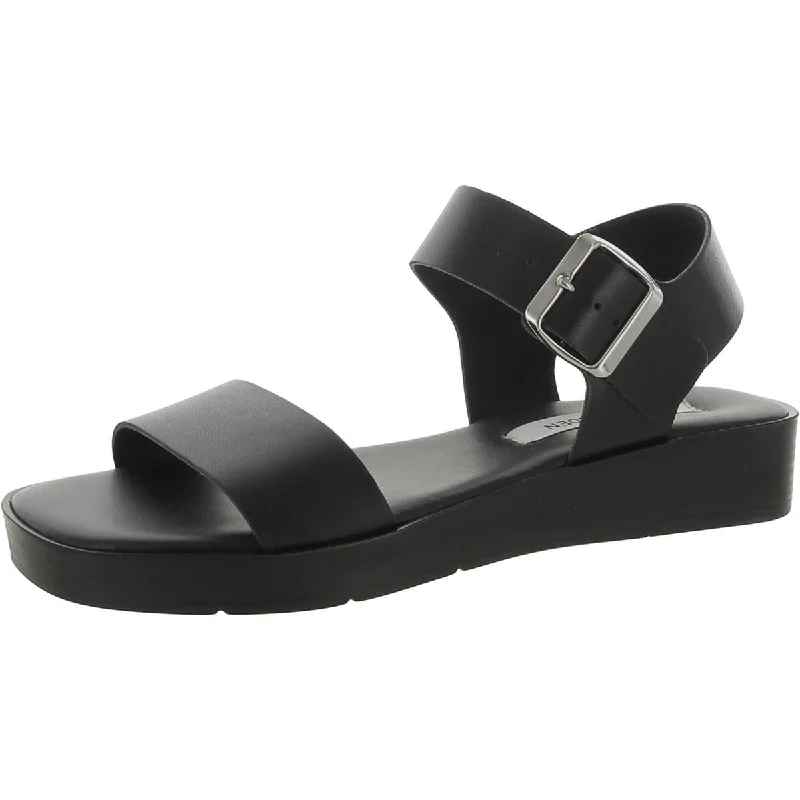 Steve Madden Womens Keenan Leather Ankle Wedge Sandals Desert Boot Utility Style  