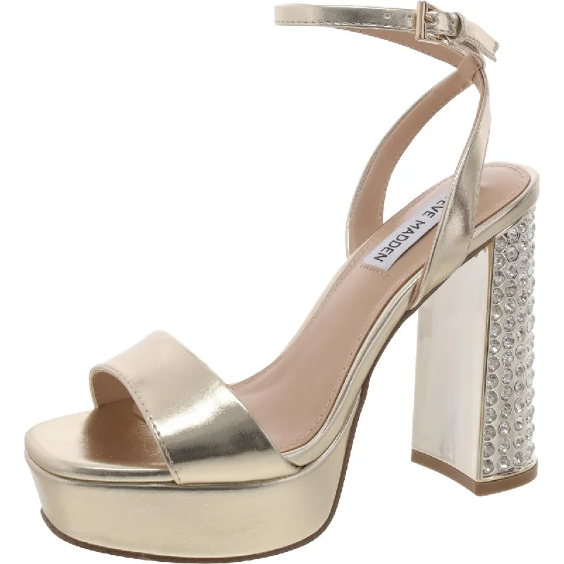 Steve Madden Womens Lasher Metallic Embellished Heels Desert Boot Utility Style  