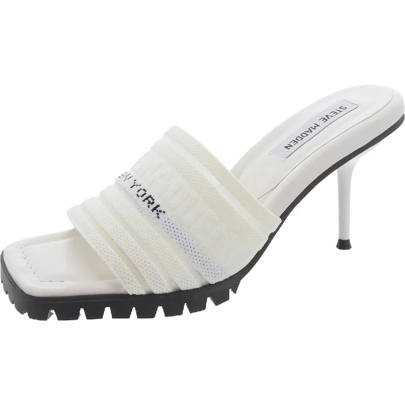 Steve Madden Womens Morphed Knit Slip-On Slide Sandals Comfortable Derby Style  