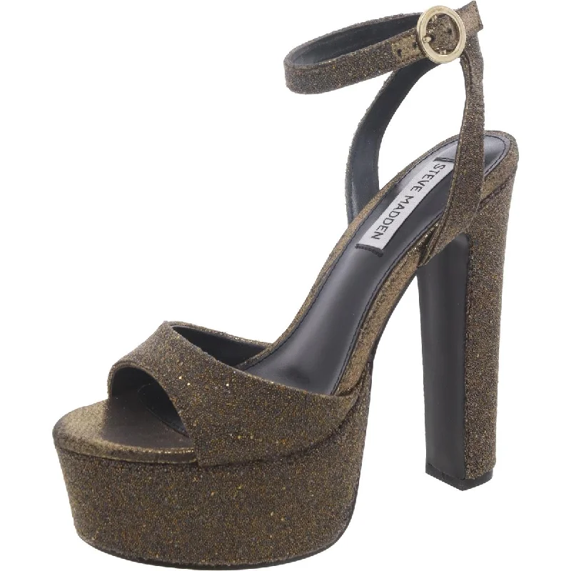 Steve Madden Womens Skyla Buckle Textured Platform Sandals Embroidered Cowboy Boot Design  