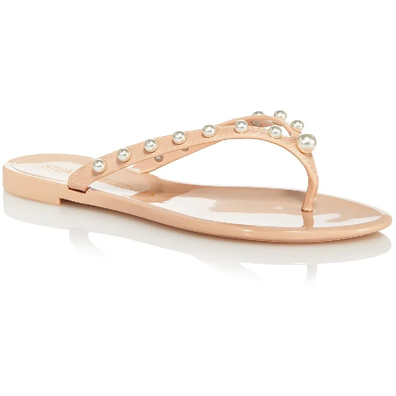 Stuart Weitzman Womens Embellished Slip On Flip-Flops Mod Oxford Design  