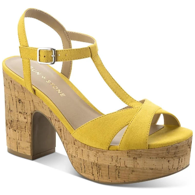 Sun + Stone Womens Cork Strappy Platform Sandals Monochromatic Shoe Look  
