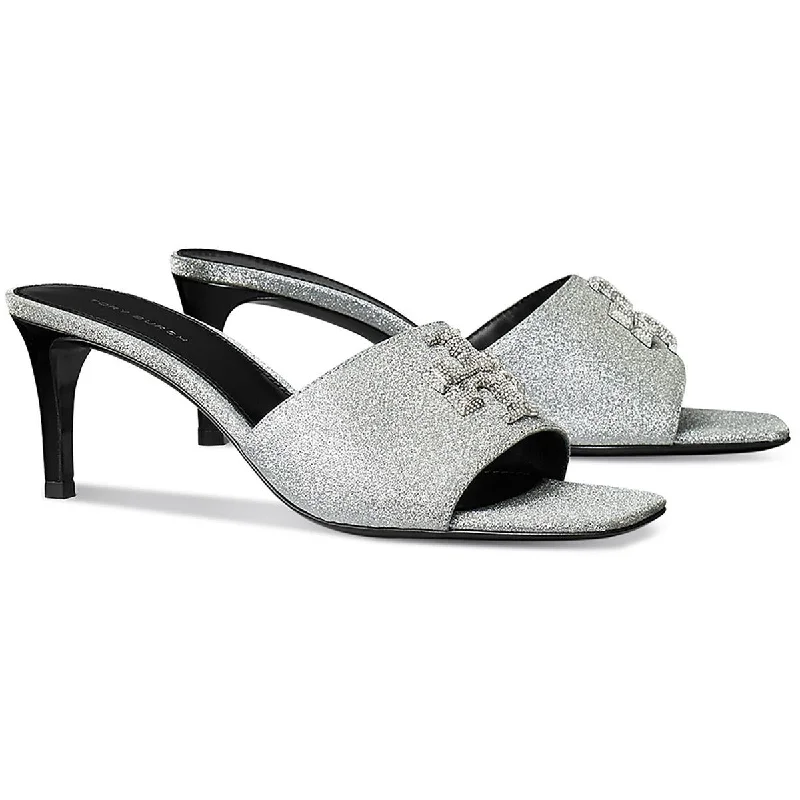 Tory Burch Womens Elanor Pave Mule Sandal 65MM Leather Glitter Mule Sandals Retro Plimsoll Style  