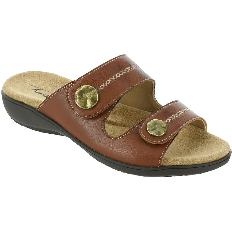Trotters Womens Ruthie Stitch Leather Slide Sandals Aesthetic  