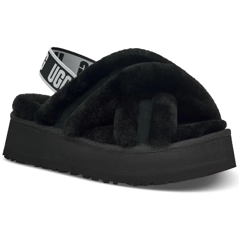 Ugg Womens Disco Cross Sheepskin Slides Slingback Sandals Athleisure Derby Style  