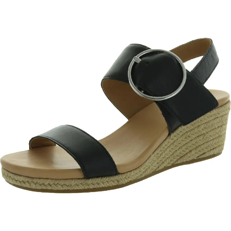 Ugg Womens Navee Slingback Leather Wedge Sandals Ivy League Loafer Look 