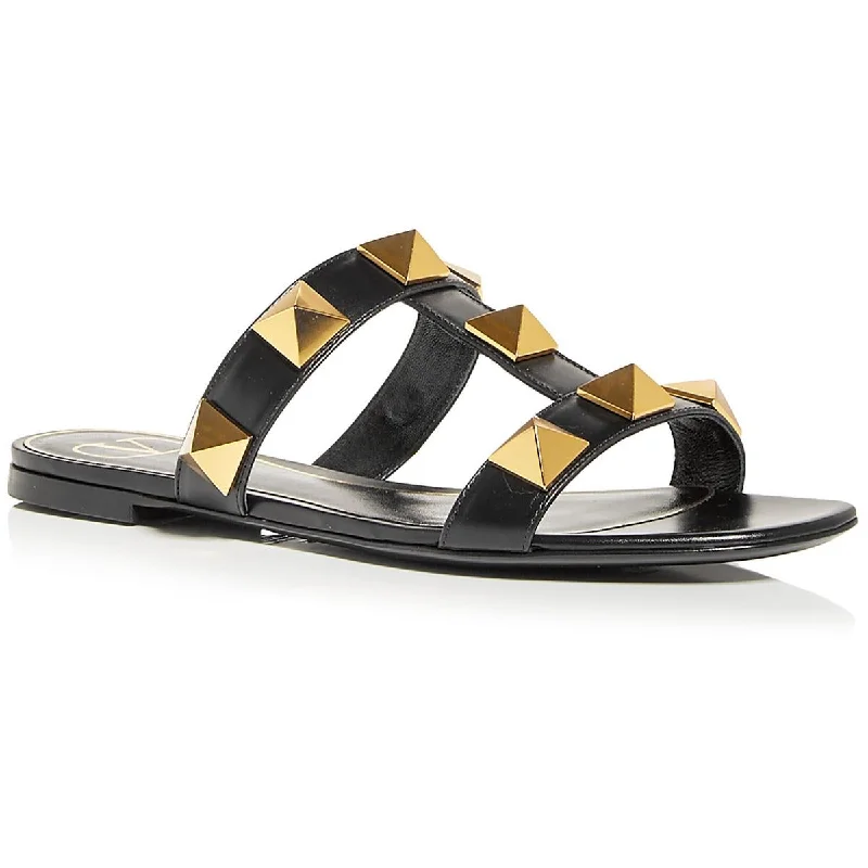 Valentino Garavani Womens Roman Stud Slide Leather Slip On Slide Sandals Beaded Moccasin Design Valentino Garavani Womens Roman Stud Slide Leather Slip On Slide Sandals Beaded Moccasin Design