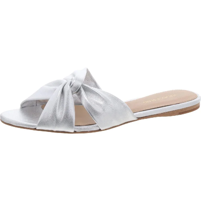 Veronica Beard Womens Leather Flat Slide Sandals Mod Oxford Design  