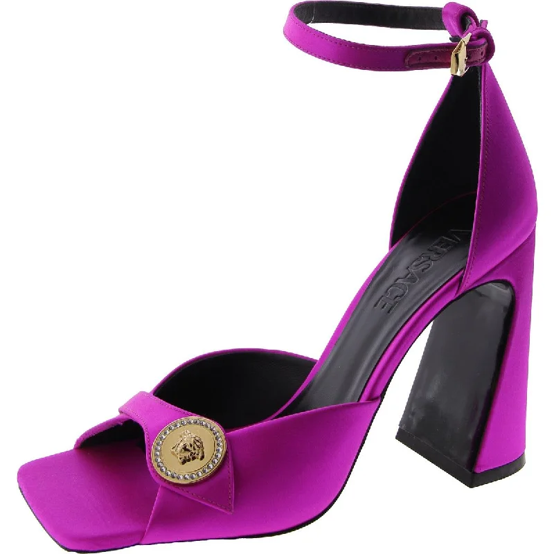 Versace Womens Sandal Flare Heel Ankle Strap Upcycled Shoe Look  