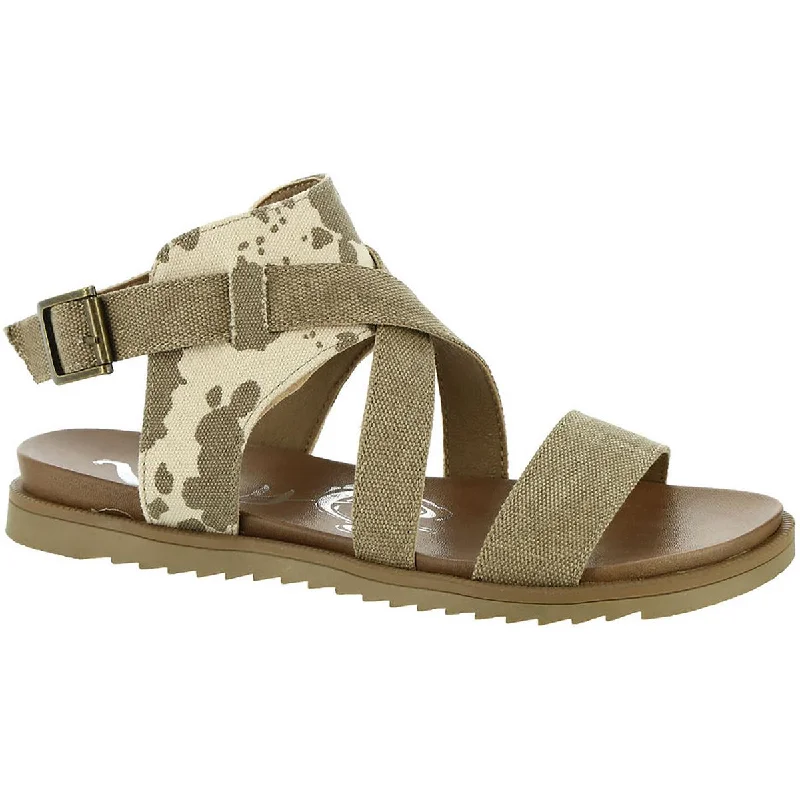 Very G Womens Jayla 2  Fabric Flat Ankle Strap Patchwork Shoe Aesthetic  