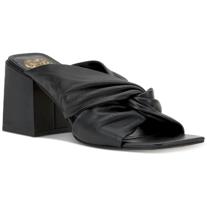 Vince Camuto Womens Jenabie Leather Knot-Front Mule Sandals British Gentleman Oxford Style  