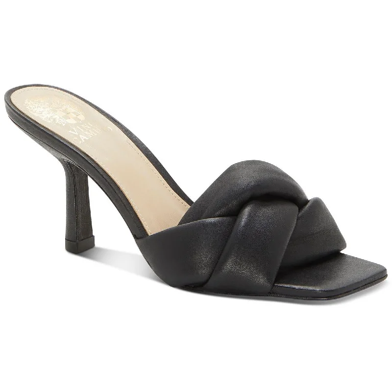 Vince Camuto Womens Joieana Leather Slip On Heels Upcycled Shoe Look  