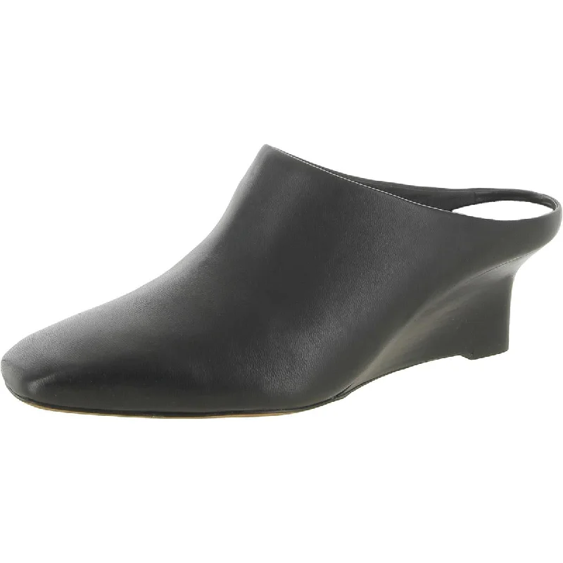 Vince Womens Benita Leather Slip On Wedge Heels Distressed Leather Shoe Style  