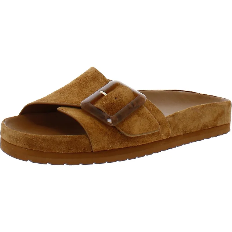 Vince Womens Grant Suede Slip On Slide Sandals Sustainable Shoe Design  