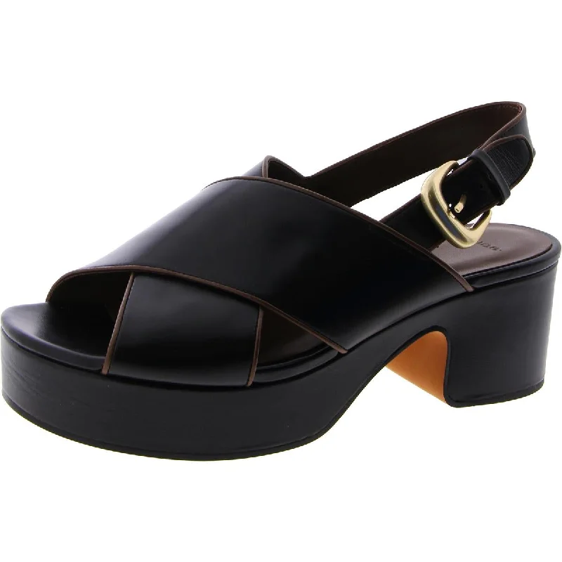 Vince Womens Marlene Faux Leather Block Heel Slingback Sandals Metallic Trim Shoe Design Vince Womens Marlene Faux Leather Block Heel Slingback Sandals Metallic Trim Shoe Design
