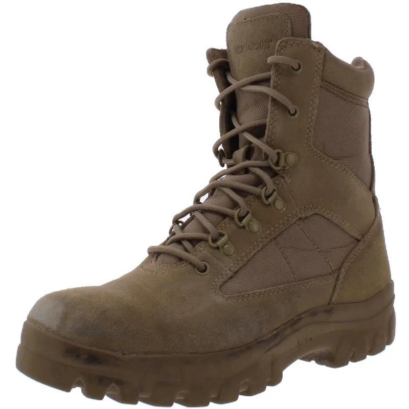 Walkabout Mens Side Zip Suede Lace-Up Work Boots Memory - Foam Slipper Look  