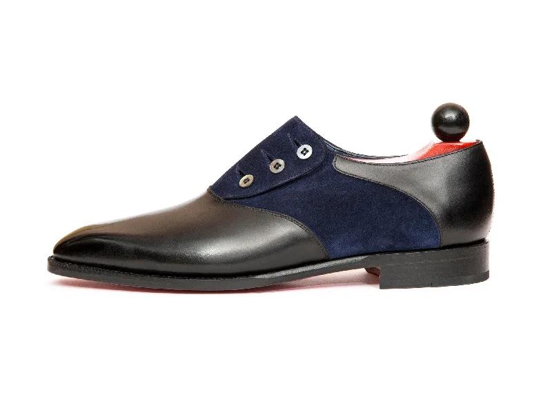 Aurora - MTO - Black Calf / Navy Suede - LPB Last - Single Leather Sole Zip - Up Boot Style Aurora - MTO - Black Calf / Navy Suede - LPB Last - Single Leather Sole Zip - Up Boot Style