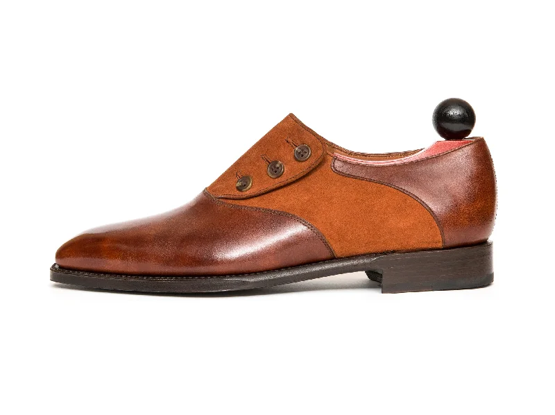 Aurora - MTO - Gold Museum Calf / Cinnamon Suede - LPB Last - Single Leather Sole Combat - Inspired Military Boot Look Aurora - MTO - Gold Museum Calf / Cinnamon Suede - LPB Last - Single Leather Sole Combat - Inspired Military Boot Look