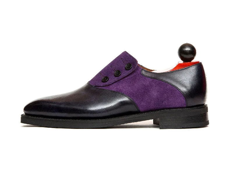 Aurora - MTO - Navy Museum Calf / Purple Suede - LPB Last - City Rubber Sole Chunky Platform Sneaker Style Aurora - MTO - Navy Museum Calf / Purple Suede - LPB Last - City Rubber Sole Chunky Platform Sneaker Style