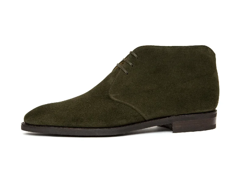 Ballard - MTO - Dark Olive Suede - NGT Last - City Rubber Sole Strap - Up Sandal Resort Style Ballard - MTO - Dark Olive Suede - NGT Last - City Rubber Sole Strap - Up Sandal Resort Style