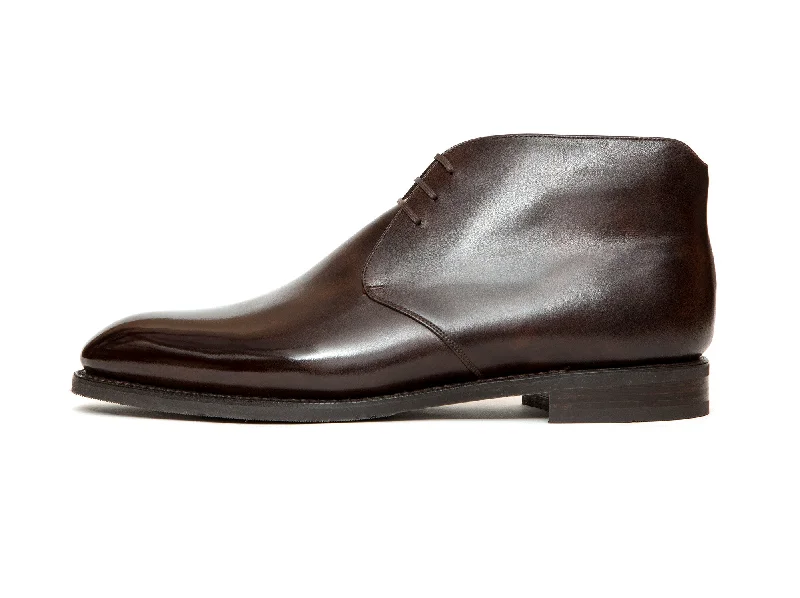 Ballard - MTO - Dark Brown Museum Calf - NGT Last - City Rubber Sole Embroidered Cowboy Boot Design  