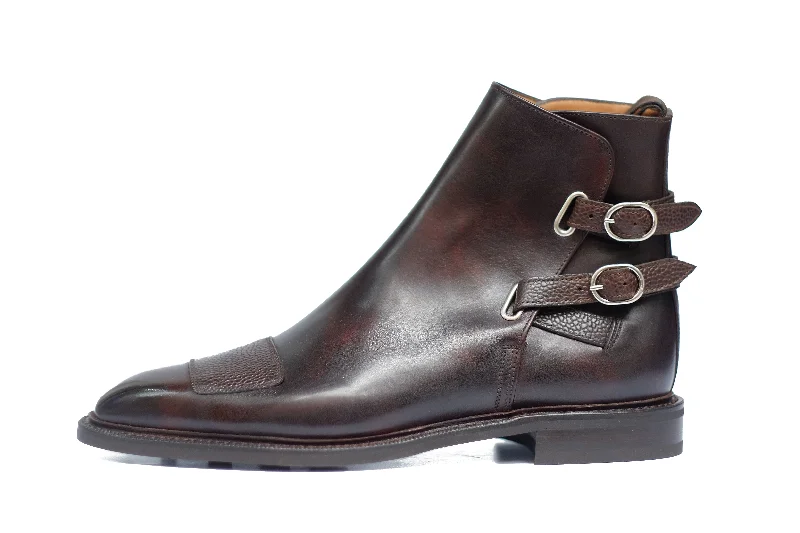 Barbosa - MTO - Dark Brown Museum Calf / Mid Brown Scotch Grain - MGF Last - Studded Rubber Sole - Storm Welt Dressy Chelsea Boot Style Barbosa - MTO - Dark Brown Museum Calf / Mid Brown Scotch Grain - MGF Last - Studded Rubber Sole - Storm Welt Dressy Chelsea Boot Style