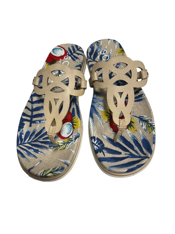 Beige Sandals Flip Flops Naturalizer, Size 7.5 Single - Buckle Monk Look  