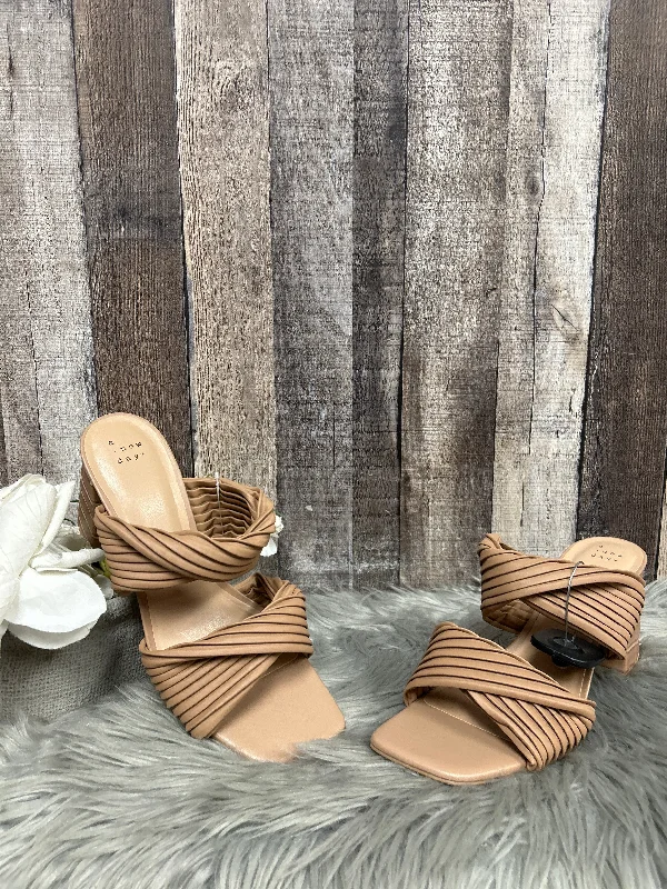 Beige Sandals Heels Block A New Day, Size 11 Hemp - Material Shoe Style  