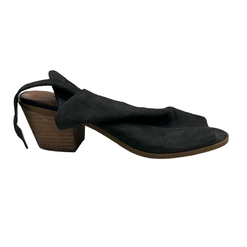 BLACK LUCKY BRAND SANDALS HEELS BLOCK, Size 8 Athleisure Derby Style  
