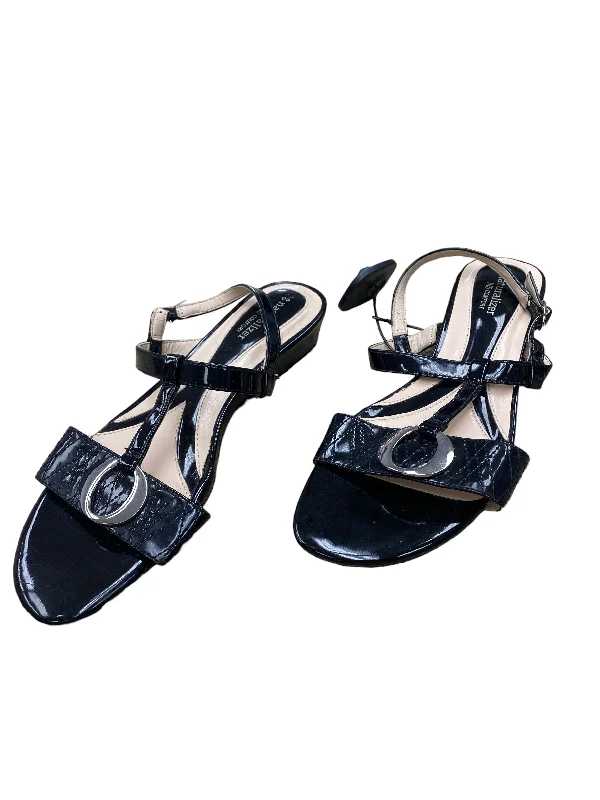 Black & Pink Sandals Heels Wedge Naturalizer, Size 8.5 Elastic - Sided Chelsea Look  