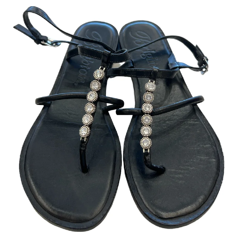 Black Sandals Designer Brighton, Size 9 Casual Loafer Style          