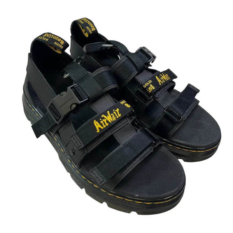 Black Sandals Designer Dr Martens, Size 11 Comfortable Derby Style  