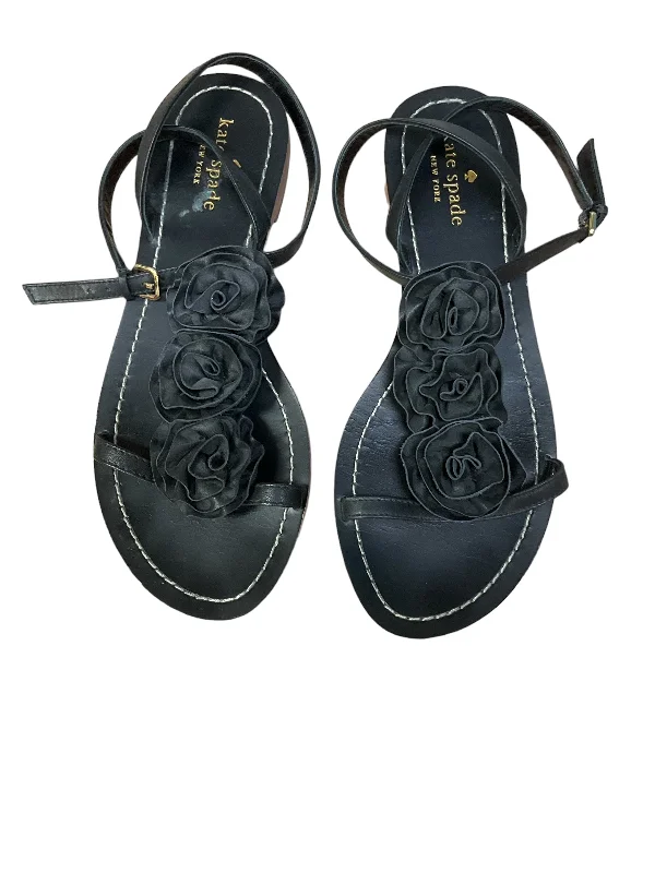 Black Sandals Designer Kate Spade, Size 8 Slide Sandal Beach Style  