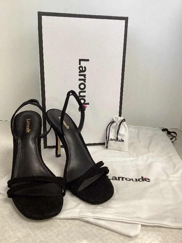 Black Sandals Designer larroude, Size 8.5 Paisley Print Shoe Design  