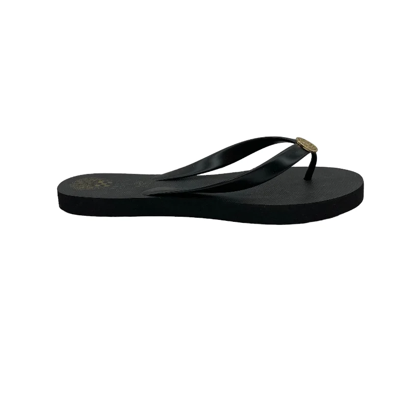BLACK SANDALS FLIP FLOPS by VINCE CAMUTO Size:8 Rubber - Sole Plimsoll Look  