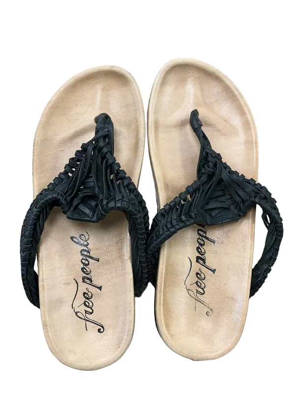 Black Sandals Flip Flops Free People, Size 6 Tailored Oxford Style 