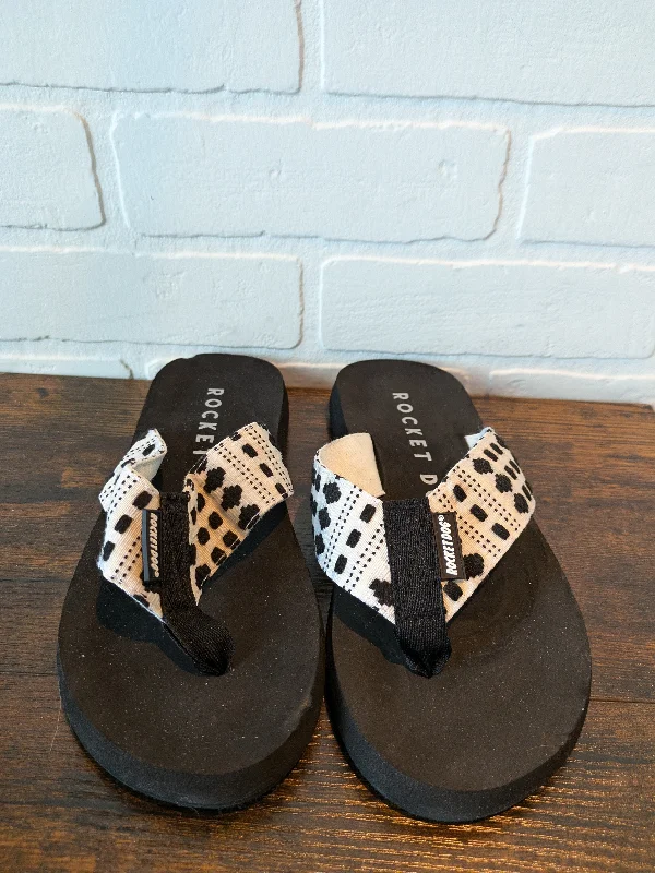 Black Sandals Flip Flops Rocket Dogs, Size 7 Cowboy Boot Western Style  