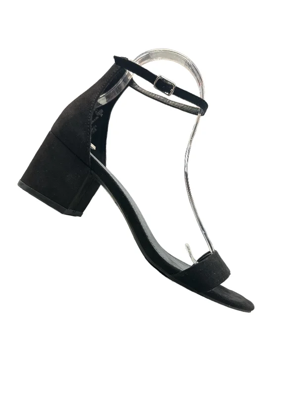 Black Sandals Heels Block Brash, Size 8.5 Memory - Foam Slipper Look  