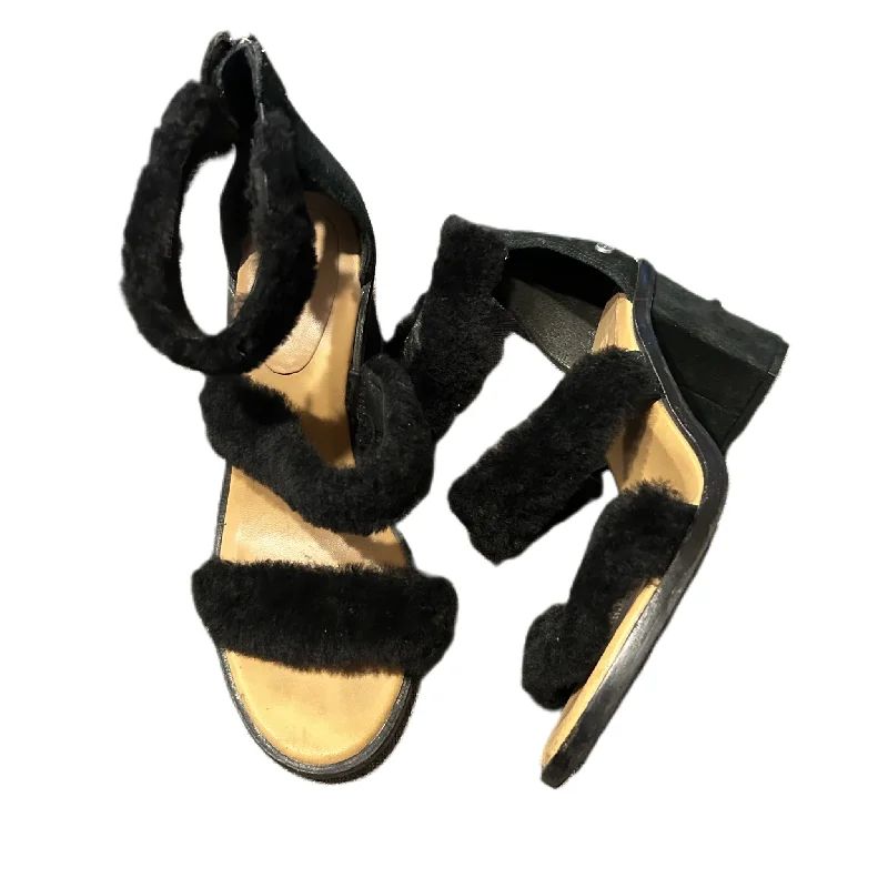 Black Sandals Heels Block By Ugg, Size: 7 Ivy League - Inspired Derby Look 